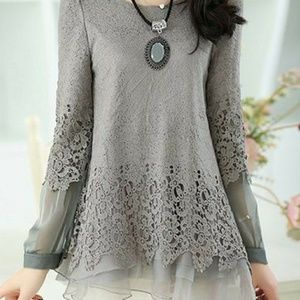 NWOT Bohemian Peasant Gray Dress Shirt Blouse